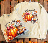 BULL Just A Girl Who Loves Fall Football Sweatshirt - Adult and Youth