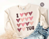 Wholesale Valentine's Day I love You Hearts Sweatshirt - Sand