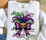 Wholesale Mardi Gras Mask Sweatshirt - Ash