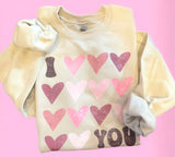 Wholesale Valentine's Day I love You Hearts Sweatshirt - Sand