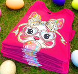 Wholesale Bubble Bunny Easter T-Shirt-Hot Pink