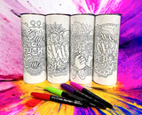 Wholesale | 4 | Color Your Own Sweary Coloring Page Tumbler Pack