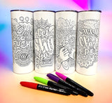 Wholesale | 4 | Color Your Own Sweary Coloring Page Tumbler Pack
