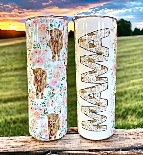 Wholesale |4| Mama Highland Cow Mother's Day Tumblers