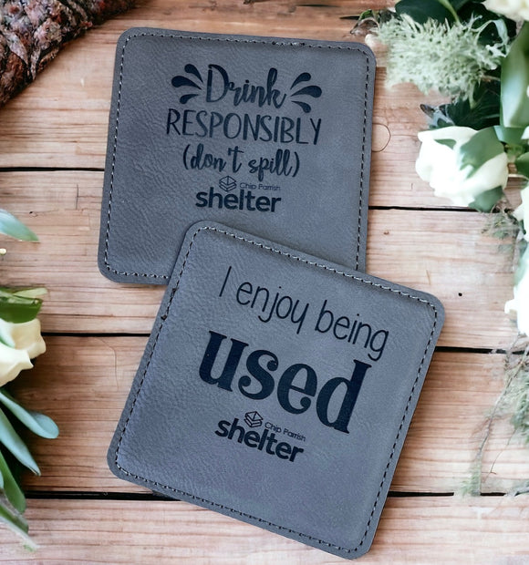Wholesale |6| Leatherette Coasters for Realtor Branded Gifts