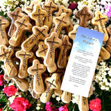 Wholesale | 5 packs| Holy Land Olive Wood Pocket Holy Cross Engraved