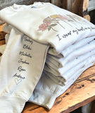Wholesale I wear my Heart on my Sleeve Birth Flower Sweatshirt