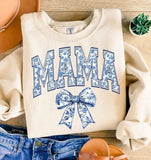 Wholesale Blue Coquette Mama Sweatshirt with Bow