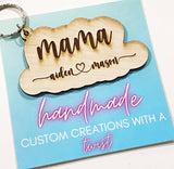 Wholesale | 1 pc | Mama Wood Keychain with Names