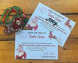 Wholesale | 10/50/100 Packs | Christmas Santa List Postcard with Jingle Bells Bracelet