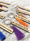 Wholesale | 1 pc | Wood Saying Keychains with Tassels