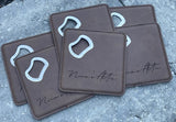 Wholesale | 6 pack | Leatherette Bottle Opener Coaster Sets