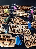 Wholesale | 10 pcs | Snarky Wood Keychain Bundle