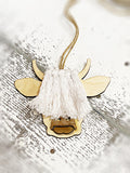Wholesale | Highland Cow Car Charm in Wood Macramé