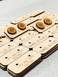 Wholesale | 20 pc increments | Wood Earring Cards 1x2” Branded