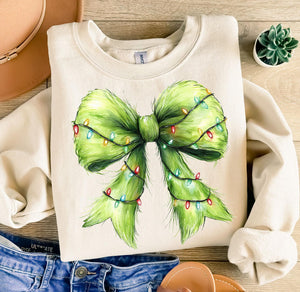 Wholesale Green Furry Light Coquette Bow Sweatshirt