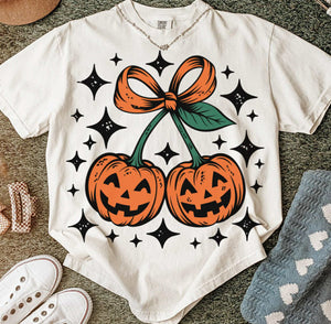 Pumpkin T-Shirt – Cute Pumpkin Cherries Graphic Tee for Autumn Lovers