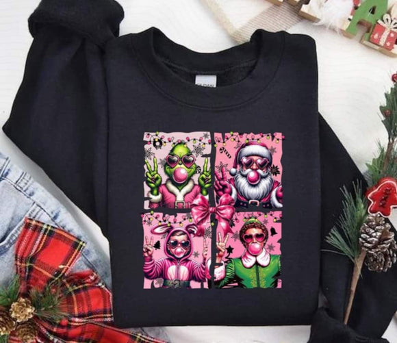 Wholesale Iconic Christmas Movie Characters Bubble Sweatshirt Black