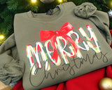 WS Merry Christmas Watercolor Bow Graphic Sweatshirt