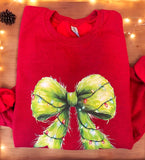 Wholesale Green Furry Light Coquette Bow Sweatshirt Antique Cherry