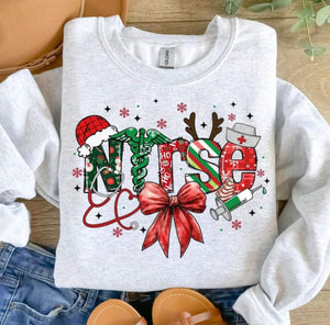 Wholesale NURSE Christmas  Sweatshirt-Ash