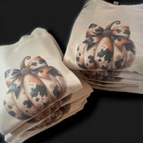 Wholesale Pumpkin Cowprint Coquette Bow Sweatshirt for Fall