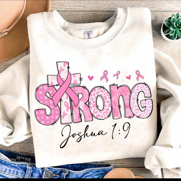 Wholesale Strong Joshua 1:9 Breast Cancer Awareness Sweatshirt