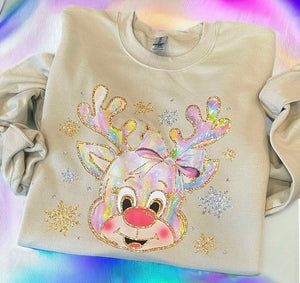 Wholesale Holographic Rudolf Reindeer Sweatshirt