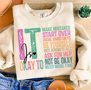 Wholesale It is OK To Feel Positive Affirmation Sweatshirt Sand