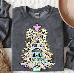 Wholesale Oh Come Let Us Adore Him Holographic Sweatshirt