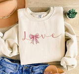 Wholesale Valentine's Day Love Bow Sweatshirt - Sand