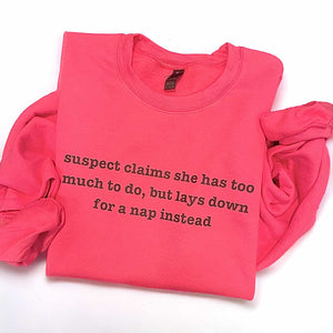 Wholesale Suspect Challenge Sweatshirt Nap Funny Wife Gift - Heliconia