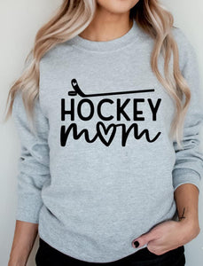 Wholesale Hockey Mom with Stick and Heart Sweatshirt -Ash