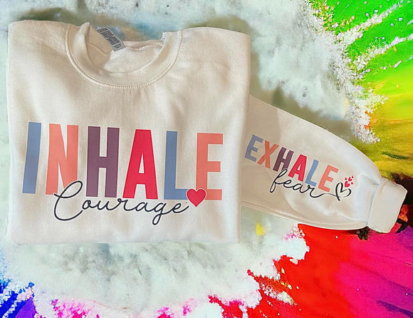 Wholesale Inhale Courage Exhale Fear Sweatshirt - White