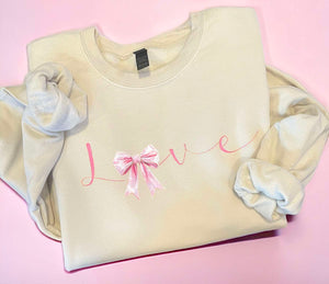 Wholesale Valentine's Day Love Bow Sweatshirt - Sand