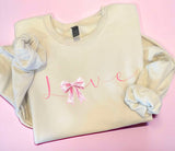 Wholesale Valentine's Day Love Bow Sweatshirt - Sand