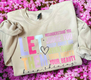 Wholesale Let Them Positive Affirmation Sweatshirt Sand