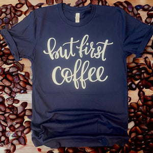 Wholesale But First Coffee Gilmore Girls Inspired T Shirt-Navy