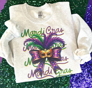 Wholesale Mardi Gras Mask Sweatshirt - Ash