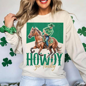 Wholesale Howdy Western Inspired St Patrick's Day Sweatshirt - Sand