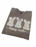 Wholesale Easter Faux Lace Design T Shirts Spring 2025-Heather Charcoal