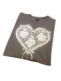 Wholesale Easter Faux Lace Design T Shirts Spring 2025-Heather Charcoal