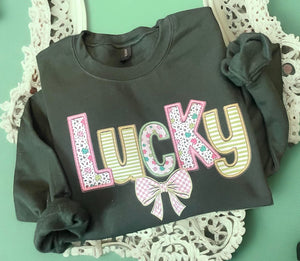 Wholesale Lucky Faux Patch St Patricks Day Sweatshirt - Forest