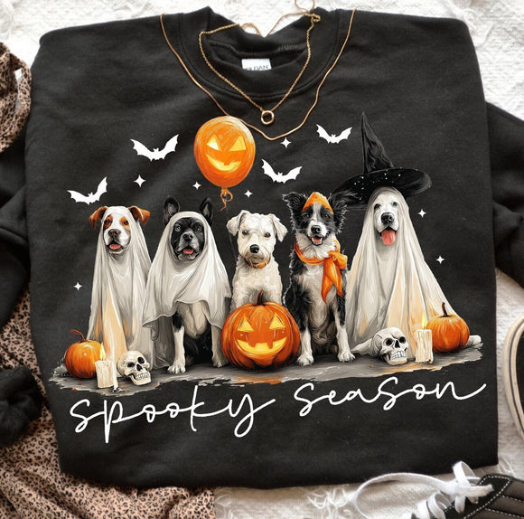 Spooky Season Dog Graphic Sweatshirt for Halloween Fall