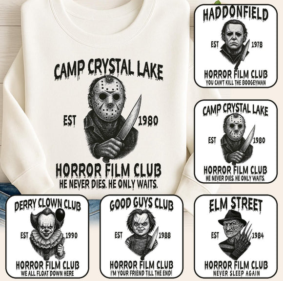 Horror Characters Retro Movie Halloween Graphic Sweatshirt