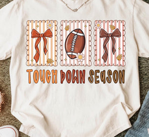 BULL Touch Down Season Football Bow T Shirt
