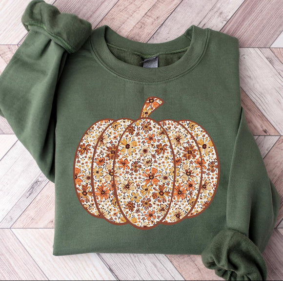Floral Pumpkin Graphic Sweatshirt for Fall Autumn Her