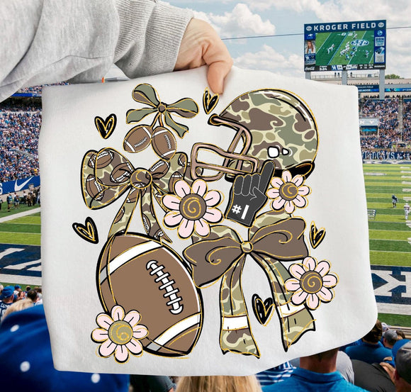 BULL Camo Girly Coquette Football Sweatshirt