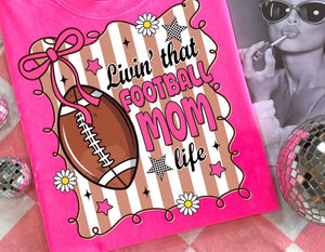 BULL Living that Football Mom Life Hot Pink T Shirt