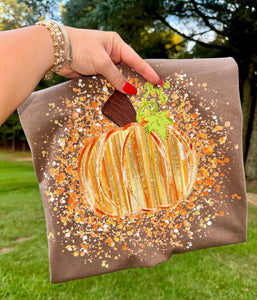Brushstroke Pumpkin Autumn Fall Graphic Tee-Comfort Colors